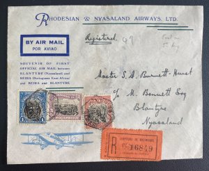 1935 Beira Mozambique PEA First Flight Airmail Cover To Blantyre Nyasaland