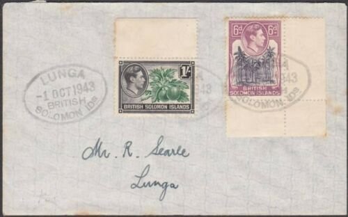 SOLOMON IS 1943 cover with scarce oval LUNGA pmk............................V315 