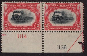 U.S. -  295 -  Plate Number  Pair - (1114, 1174) - Fine/Very Fine - Hinged