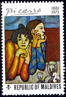 Picasso Painting, Harlequin & His Companion, Maldive SC#490 MNH