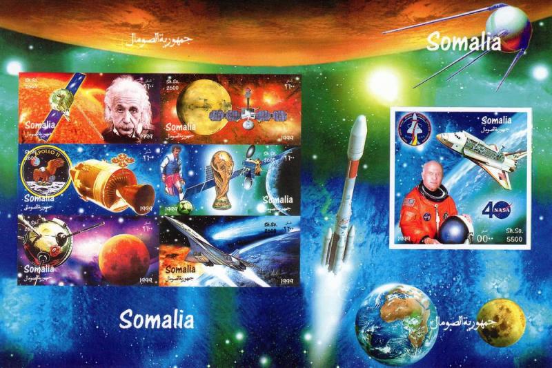 Somalia '99 Apollo11/Halley's Comet/W.Cup set+SS+Shlt IMPERF