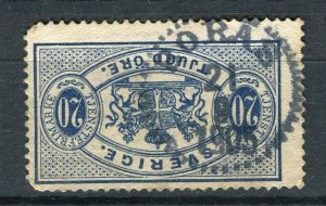 SWEDEN; 1900s early classic Official issue used 20ore. value fair Postmark