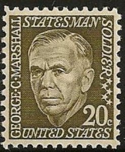 1967 George C. Marshall Single 20c Postage Stamp, Sc# 1289, MNH, OG