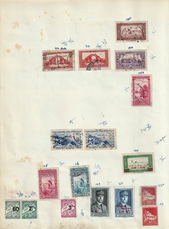 French Algeria Old/Mid M&U Collection on Pages (Aprx 400+Items) Goy 3203 