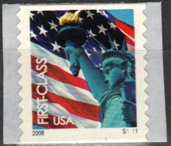 #3969, Single W/PL#.  \Lady Liberty & Flag\  MNH  39 cent