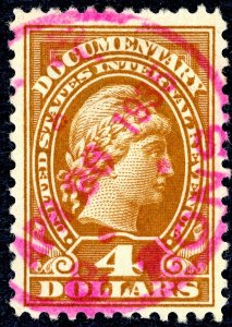 US #R243 Used XF++  Hot Pink Cancel - very scarce color.