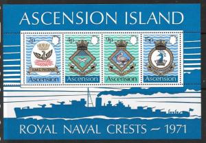 ASCENSION SGMS153 1971 NAVAL CRESTS MNH