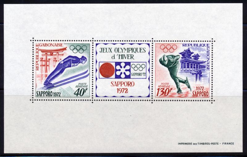 GABON 1972 WINTER OLYMPICS SAPORO JAPAN SOUVENIR SHEET SCOTT C122A