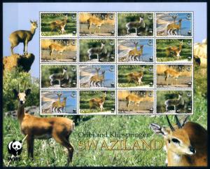 [94537] Swaziland 2001 Wild Life Antelopes Oribi Klipspringer WWF Sheet MNH