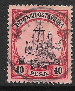 GERMAN EAST AFRICA SG22 1901 40p BLACK & CARMINE ON ROSE USED