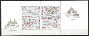 Denmark 1995 Islands Maps Ships Mi. 1096/9 Sheet MNH