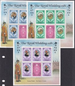 Antigua Sc# 623 / 625 Diana & Charles Royal Wedding 1981 Mini sheets perf 12