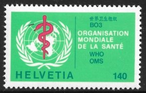 SWITZERLAND 1975 140c World Health Organization WHO Official Sc 5O40 MNH