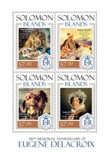 Solomon Islands - 2014 Eugene Delacroix - 4 Stamp Sheet - 19M-415