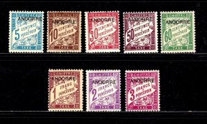 Andorra (Fr.) stamps # J1 - J8, MH OG, complete set,   CV $64.45