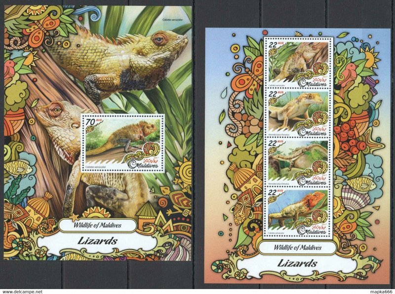 2017 Maldives Lizards Reptiles Fauna #6778-1+Bl1021 ** Fd0424