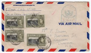 Trinidad & Tobago KGVI 2c, 4c, 6c, 24c(4) clipper airmail to New Zealand 1941