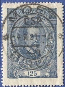 CZECHOSLOVAKIA 1920 Sc 61 125h Marsaryk gray blue, Used VF MOST  cancel