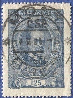 CZECHOSLOVAKIA 1920 Sc 61 125h Marsaryk gray blue, Used VF MOST  cancel