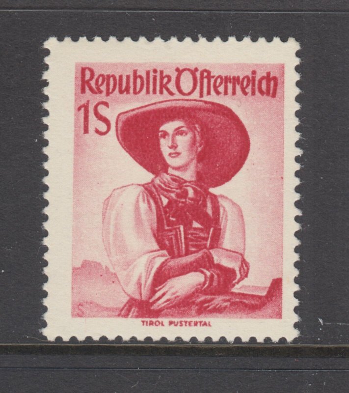 Austria Sc 538 MLH. 1950 1s rose red Costume VLH, F-VF