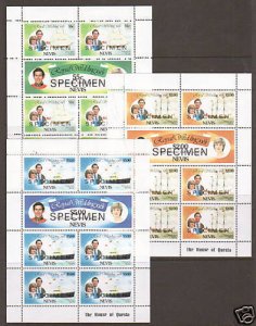 Nevis SG RW18 MNH. 1981 Royal Wedding SPECIMEN Souvenir Sheets