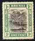 Brunei 1907-10 River Scene 1c black & green with reve...