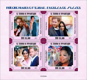 Sao Tome & Principe 2021 MNH Royalty Stamps Prince Harry & Meghan 4v M/S