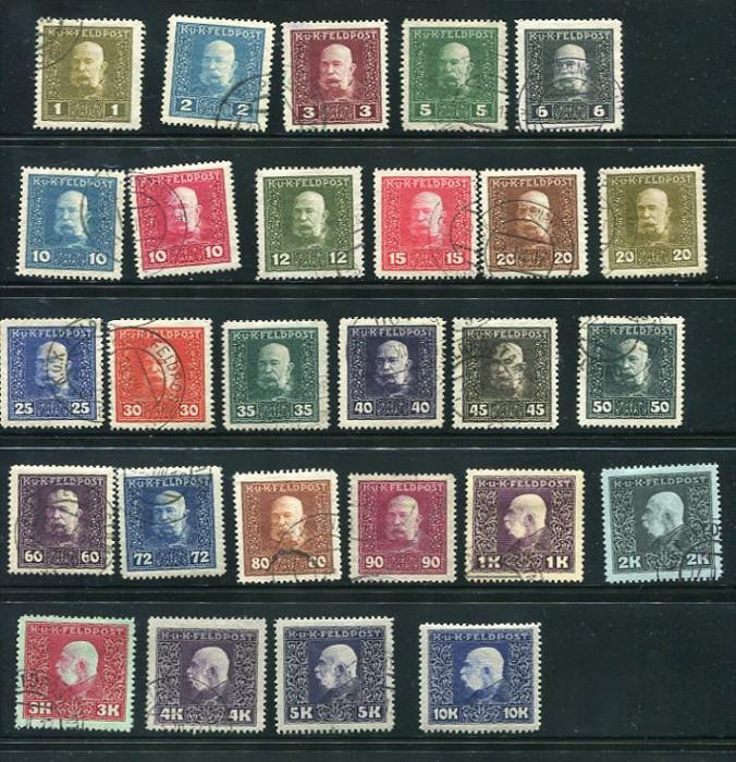 Austria 1915 Mi 22-48 Used (1 Stamp 10k Is MNH) Feldpost CV 66 Euro