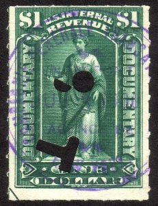 1898, US $1, Documentary, Used, Punch cancel, Sc R173