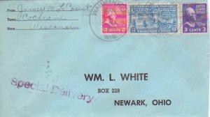 United States Wisconsin Waumandee 1950 4f-bar  1858-1958  2c Adams and 3c Jef...