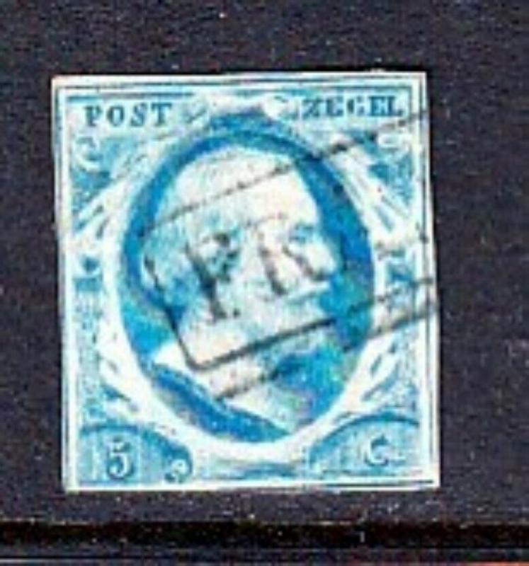 Netherlands #1  5c Blue - First Stamp (USED) cv$35.00