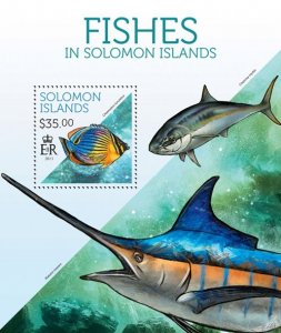 SOLOMON IS. - 2013 - Fishes of the Solomons - Perf Souv Sheet -Mint Never Hinged