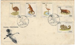 Peru 1973 FDC Stamps Scott C372-376 Protected Animals Birds
