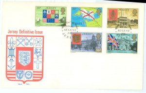 Jersey 150-154 1976 High value definitive stamps up to E1 on an unaddressed cacheted first day cover.