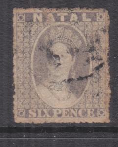 NATAL, 1862 no watermark, 6d. Grey, used.