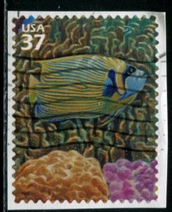 3831a US 37c Pacific Coral Reef SA, used on paper