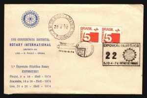 1974 Rotary International Dist 451 Brazil Unusual cover Philatelic Exposition