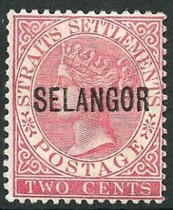 Selangor SG31a 2c pale rose Opt DOUBLED M/M (small gum thin at top)