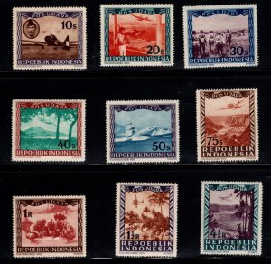 Indonesia Scott C1-C9 MH*  Good start to a Great Airmail stamp set