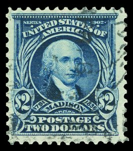 Scott 312 1903 $2.00 Dark Blue Madison Regular Issue Used FVF Light Cxl Cat $190
