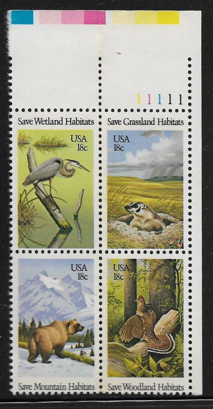 UNITED STATES, 1924A,  MNH, BLK OF 4, SAVING HABITATS