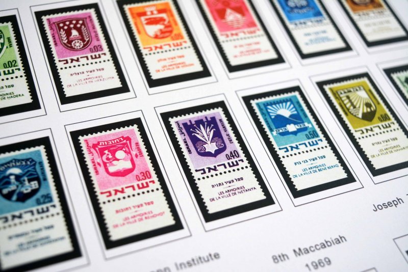 COLOR PRINTED ISRAEL [+TABS] 1948-2020 STAMP ALBUM PAGES (378 illustrated pages)