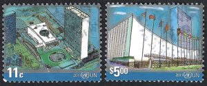 United Nations #1020 & 1021 2011 Definitives (11¢ & $5.00). Used.