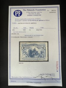 230 - 245 Complete Columbians with Certifications,  Vic's Stamp Stash