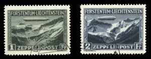 Liechtenstein C7-8, $525, 1931 Zeppelin, set of two, used