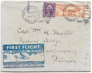 1935 Honolulu, Hawaii to San Fran., Ca 1st Flight to Jacksonville, FL (56570)