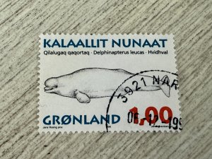 Greenland #305 Used,  Whales, 1k  2024 SCV $0.65