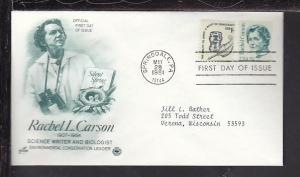 US Rachel Carson 1981 PCS Typed FDC BIN