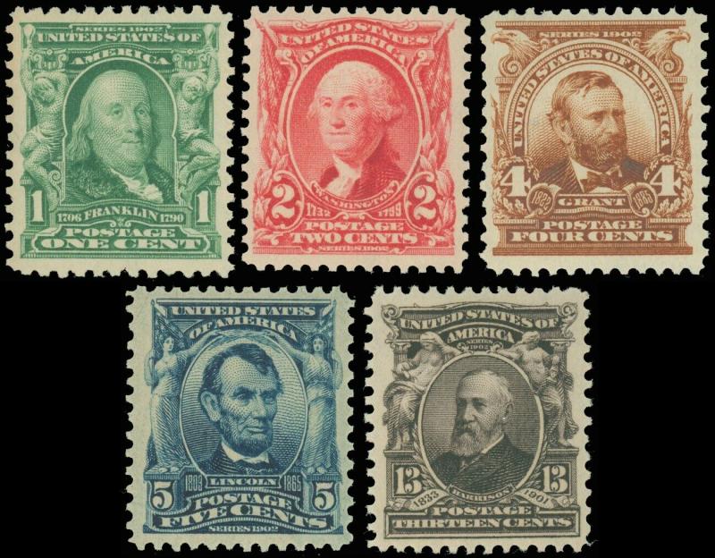 US SCOTT #300-1, #303-4, #308, 2nd Bureau Short Set, Mint-VF/XF-NH, garyposner!