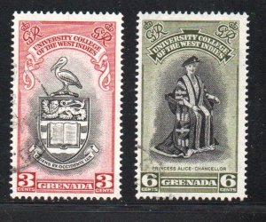 Grenada Sc 164-165 1951 University College stamp set used